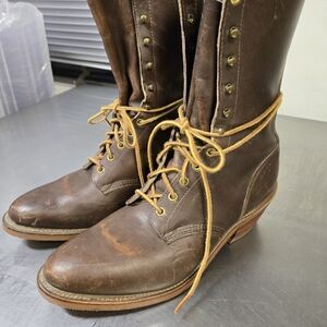 Vintage Chippewa x Justin Brown Leather Packer Boots 11 D